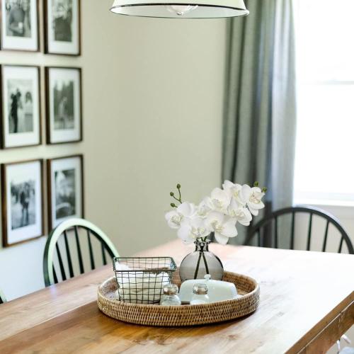 Oairse White Orchids Artificial Flowers Faux Orchid Arrangement with Black Glass Vase Set of 2 Real Touch Phalaenopsis Orchid Flowers Orchid Centerpiece for Dining Room Table