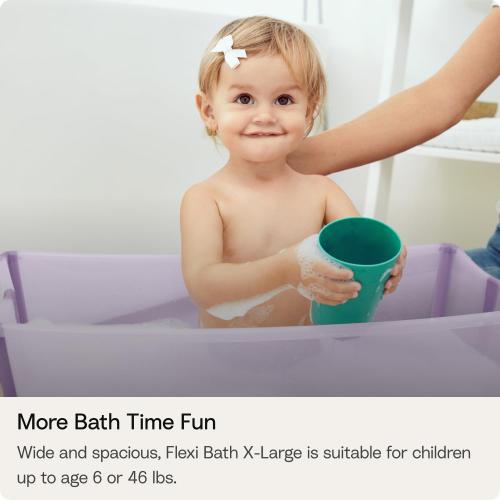 Stokke Flexi Bath Portable X-Large Baby Bathtub with Heat-Sensitive Plug, White Grey