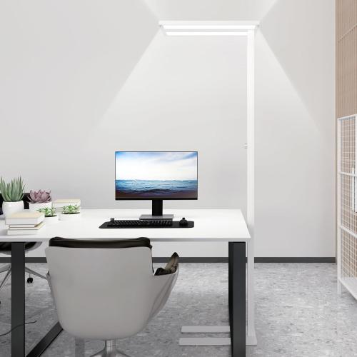 STERREN 76 Led Floor Lamp, 105W White Modern Free-Standing Lamp,11100LM Dimmable Eye-Care Tall Reading Lamp for Reading Study Room,Office,Meeting Room,4000K Natural Daylight