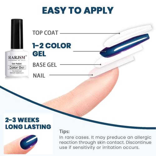 RARJSM Chameleon Gel Nail Polish Multichrome Gradient Color Changing Dark Blue Purple Orange Green 6pcs Set 7.5ml Shimmer Glitter Gel Polish Curing Requires Soak Off Sparkle Chrome Nail Gel Varnish