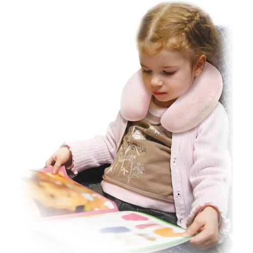 Cloudz Kids Dual Comfort Microbead Airplane Travel Neck Pillow. Super Soft Cozy Plush on One Side, Cool Relaxing Spandex on The Other! Keep Your Kids Comfy and Supported at Home or On The Go! - Blue