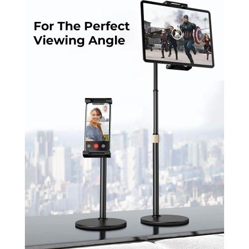 LISEN for iPad Stand for Desk Portable Monitor Adjustable Tablet Stand, Thick Case Friendly iPad Pro Holder Fits(4.7-15.6) 12.9/10.9/10.2 Air Mini 4 3 2 Fire Tab Nexus Kindle, Black