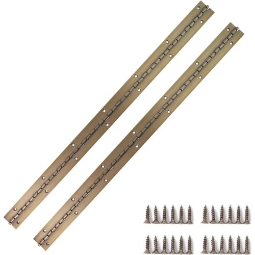 Piano Hinge 24 Inch, 2 Pack, Continuous Hinge 24 inch, Thickened Steel Heavy Duty, Continuous Hinge with Antique Bronze Finish, 24 x 1-1/5 x 0.06