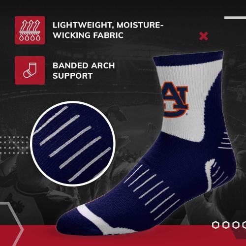 For Bare Feet Adult NCAA Surge Quarter Length Crew Socks - All Weather Performance - Men & Women - Enhance Your Team Footwear