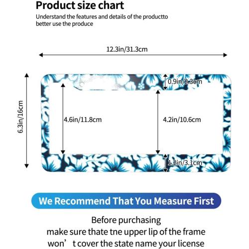 License Plate Frame Floral Hibiscus Car Tags Aluminum License Plate Covers for Girl Women Car Accessories Decoration 2 Holes with Screw