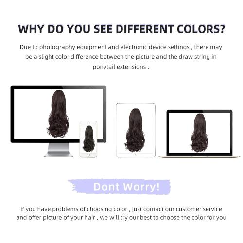 ponytail extension,16 claw clip hair extensions ponytail short curly hair ponytail Extension Natural Looking Synthetic Hairpiece for Women Black brown