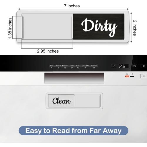 Oxepleus Dishwasher Magnet Clean Dirty Sign, Farmhouse Rustic Wood Design Black and White Non-Scratch/Easy to Read & Slide/Strong Magnetism Kitchen Storage and Decoration Accessories (A-Silver)