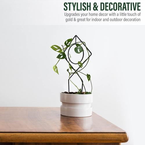 Metal Plant Support Stake for Indoor Climbing Plants, Pothos, Monstera, Philodendron and Vines, Plant Decor Accessories - Size: 17 x 7 (Boho, Black)