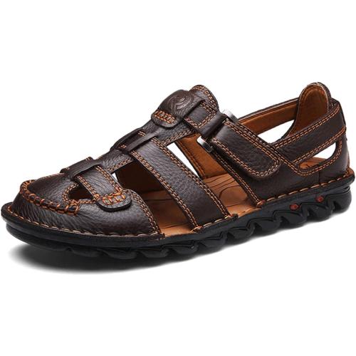 Size/10 UPIShi Mens Casual Closed Toe Leather Sandals Outdoor Fisherman Adjustable Summer Shoes
