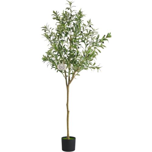 Faux Olive Tree 6ft,Olive Trees Artificial Indoor,Large Fake Olive Plants with Natural Wood Trunk and Lifelike Leaves for Living Room and Office
