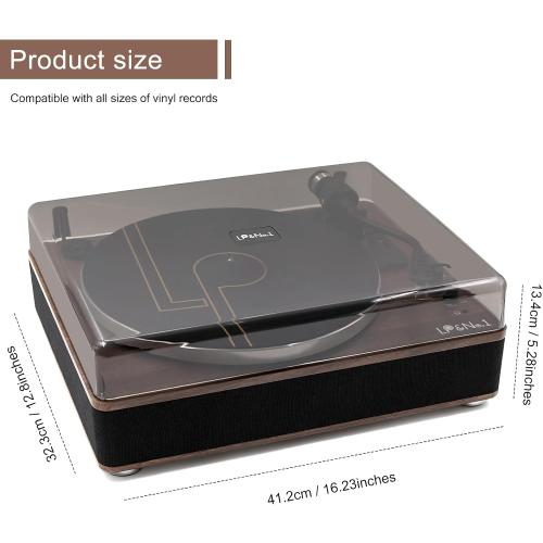 Color Brown and Black LP&No.1 Vinyl Record Player with Built-in Speakers, Vinyl Turntable with Magnetic Cartridge, Wireless,USB Recording and Playback,BT Out, Aux-in, Headphone Output,Auto Off, AT-3600L, 2-Speed Player
