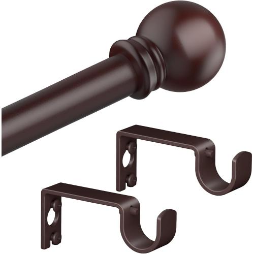 Bronze Curtain Rods for Bedroom with Brackets,5/8 Inch Diameter Small Window Curtain Rod Adjustable 32 to 48 Inches,Easy Install Drapery Rods
