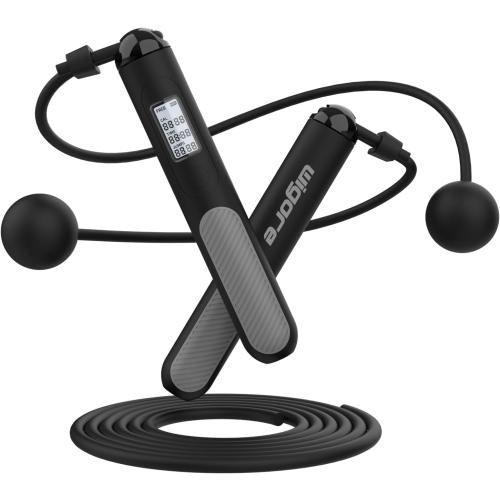 Jump Rope,Ropeless jump ropes weighted with counter for fitness,Home, Indoor or Outdoor exercise use,Workout,Crossfit,Gym,Cordless jump rope for Women,Men, Adults, Kids
