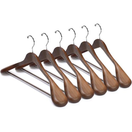Nature Smile Luxury Wooden Suit Hangers 12 Pack Wood Coat Hangers Jacket Outerwear Shirt Hangers,with Extra-Wide Shoulder, 360 Degree Swivel Hooks & Anti-Slip Bar with Screw(Retro Color)