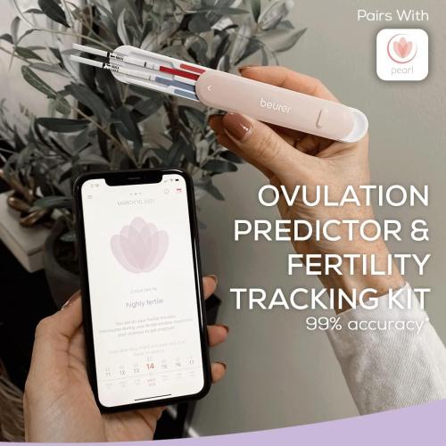 Beurer Ovulation Test Strips and Pregnancy Test Kit | Ovulation Predictor Kit with 15 FSH and 15 LH Strips | Fertility Test Connects to Pearl Fertility App for Natural Family Planning, OT80