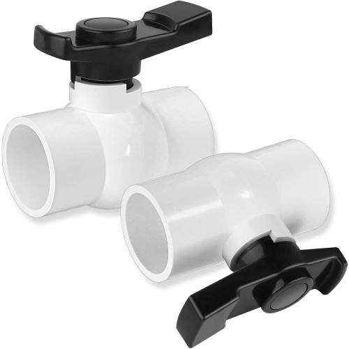 FANOVO 2 inch PVC Ball Valve, 2pcs Slip PVC Shut Off Water Valves with Double Socket Full Flow Port, Schedule 40 Plastic Control Valve, Using for Commercial、Swimming Pool, Irrigation System