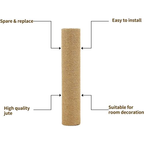 Fhiny 4PCS Cat Scratching Post Replacement 15 Natural Sisal Spare Extension Scratch Post for Cats Tree DIY Craft Refill Pole Parts Hemp Rope Scratcher Climbing Perch for Indoor Kitten White