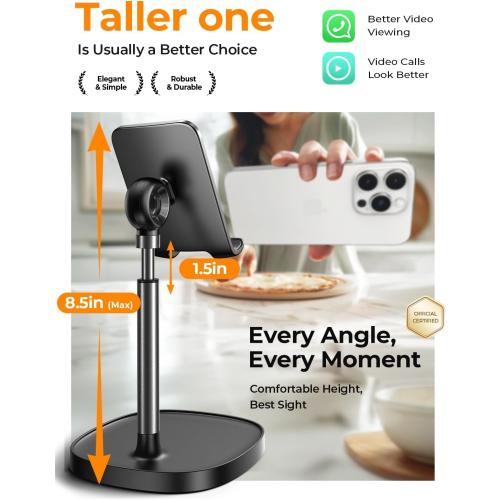 LISEN Cell Phone Stand Phone Holder for Desk Office Decor, Office Desk Accessories Women PC Gaming Essentials iPhone Stand Gadgets Men Gift for Father Fit OtterBox Case Switch iPad Air Tablet 4-10 in