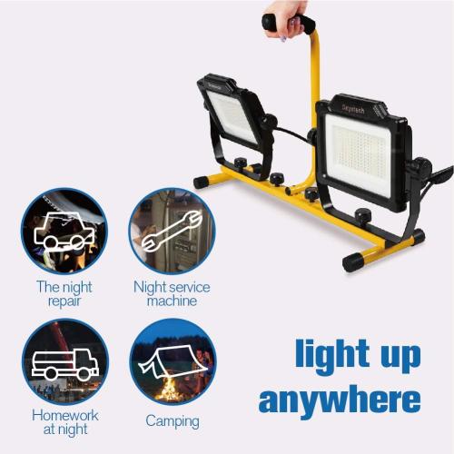 180W 20000 Lumen Dual-Head LED Work Light with Tripod Stand, 4 Brightness Adjustable, IP 65 Waterproof 10 Ft Power Cord
