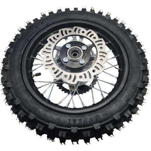 12 Rear Wheel Rim Tire Assembly for Dirt Bike 80/100-12 3.00-12 12mm axle Rear Wheel Rim Tire Fits 50cc-125cc dirt bike TTR SSR CRF Apollo Includes brake disc and sprocket
