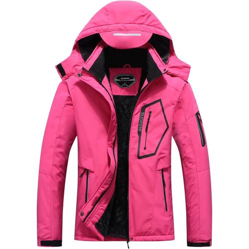 Red Medium SUOKENI Women's Waterproof Warm Winter Snow Coat Hooded Raincoat Ski Snowboarding Jacket