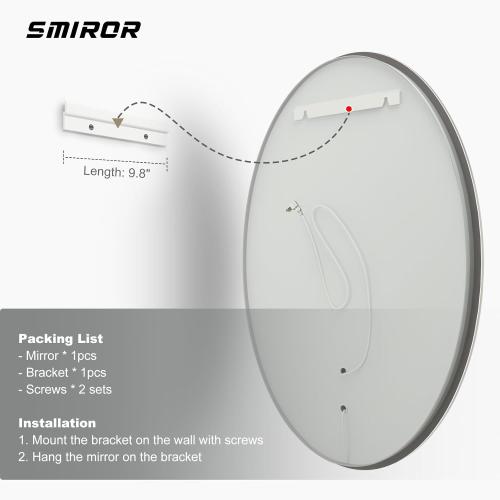 SMIROR Oval LED Bathroom Mirror 24x32, Lighted Vanity Mirror for Wall, Anti-Fog, Shatter-Proof, Dimmable, Memory, 3 Colors (Front Lights   Backlit)