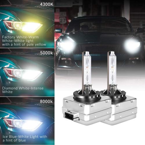 D3S/D3R 6000K Xenon HID Replacement Bulb White Metal Stents Base 12V Car Headlight Lamps Head Lights 35W 1pair (D3S/D3R