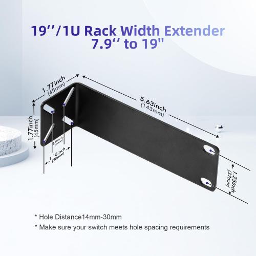 Rack Mount Kit for 7.9 inch Switches, Adjustable Rack Ears for Netgear, Cisco, D-Link, TRENDnet and HP Products, Mount 7.9 Wide to 19 Equipment, Adjustable Hole Distance 14-30mm