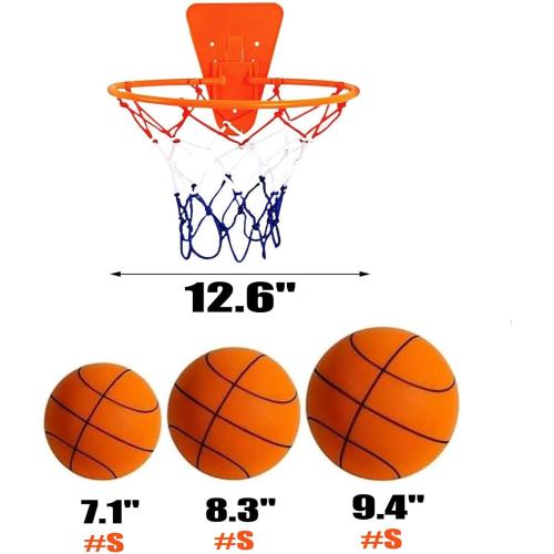 Orange Silent Basketball and Hoop Set, Indoor Basketball Hoop for Kids and Toddlers, Quiet Basketball Dribbling No Noise, Mini Foam Basketball for Door or Wall Mounted, Indoor Dribble and Shoot(Wired Orange)