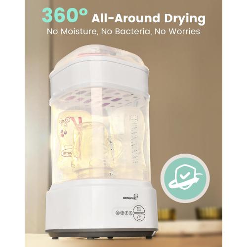 GROWNSY Bottle Sterilizer and Dryer, Compact Electric Steam Baby Bottle Sterilizer (Esterilizador de Biberones), Bottle Sanitizer for Baby Bottles, Pacifiers, Pump Parts