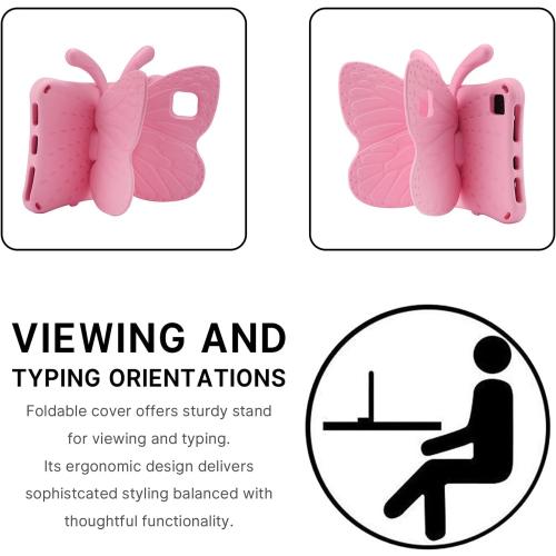 iPad 11th 10th Generation Case Kids,iPad 10 11 inch 2022 2025 A16 Butterfly Case with Kickstand Light EVA Full Boby Drop Protective Rugged Shockproof Kid-Proof Kids Tablet Cover for Girl Kid (Pink)