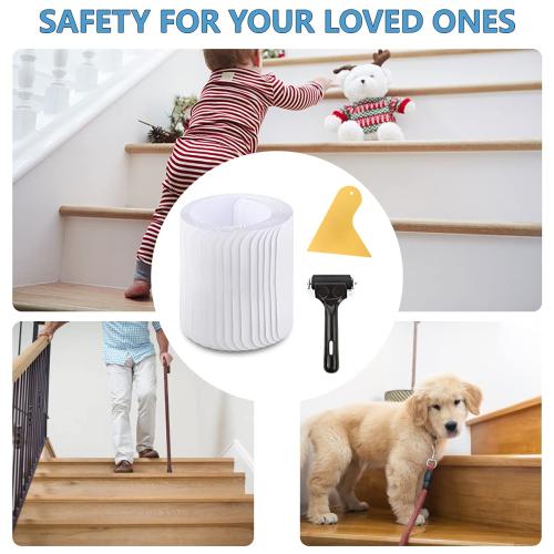 Butizone Stair Treads Non Slip 6 x 30, 15-Pack Pre-Cut Clear Anti Slip Strips for Wooden Steps Indoor, Transparent and Waterproof Grip Tape, Safety for Elderly, Children, and Dogs