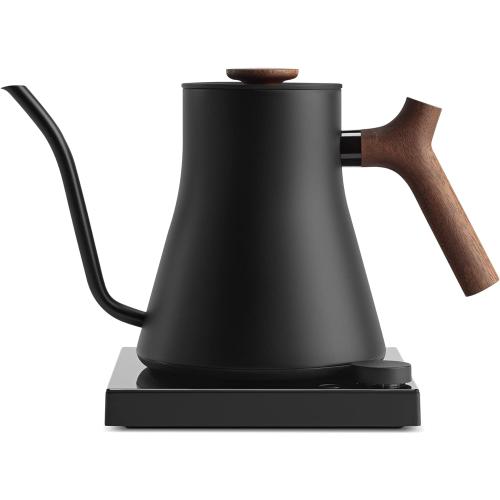 Fellow Stagg EKG Pro Studio Edition Electric Gooseneck Kettle - Pour-Over Coffee, Tea, Quick Heating, Precise Temperature Control, Scheduling, Built-in Brew Timer-Matte Black with Walnut Handle, 0.9 L