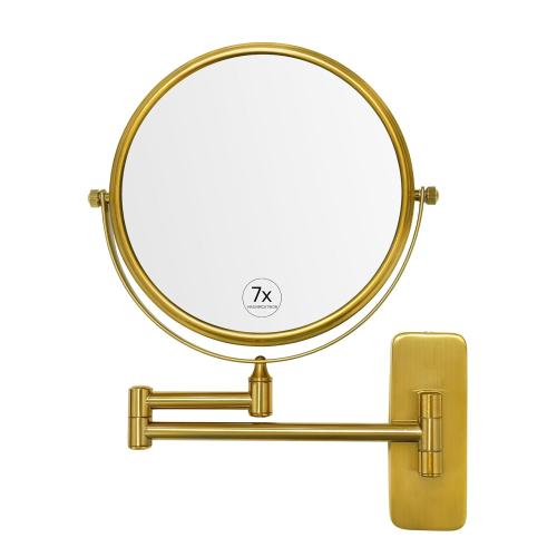 GURUN 8 Wall Mounted Makeup Mirror with 7X Magnification,Two-Sided Swivel Bathroom Mirror,Brushed Gold Finish M1406GJ(8,7X)