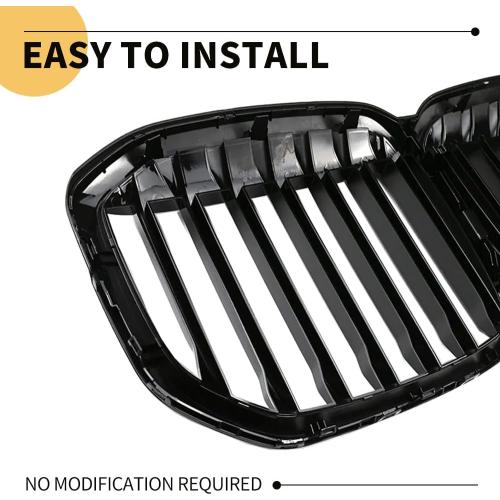 MAXDOM Replacement Front Upper Grill Fit for BMW (2019-2022) X7 G07 – Gloss Black Single Slat ABS Grille