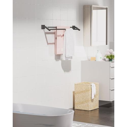 Alise Bath Double Towel Bars Towel Racks for Bathroom Lavatory,Wall Mount Towel Holder Heavy Duty SUS304 Stainless Steel Towel Hanger Towel Rail,Matte Black,32 Inch