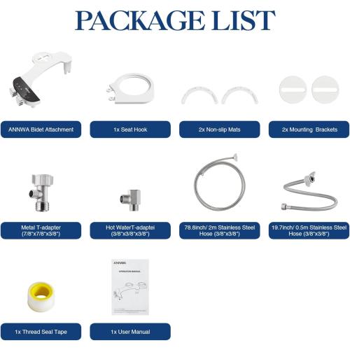 Bidet Attachment for Toilet Seat Non-Electric Bidet Hot and Cold Water Bidet Attachment Toilet Adjustable Water Temperature​ Posterior/Feminine Wash Dual Retractable Nozzle Self-Cleaning(TT18N)