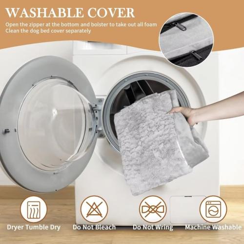 Comfort Expression Orthopedic Dog Bed for Extra Large Dogs , Waterproof Egg Crate Foam L Pet Bed with Removable Bolsters, Dog Couch with Washable Cover & Non-Slip Bottom, Gery White