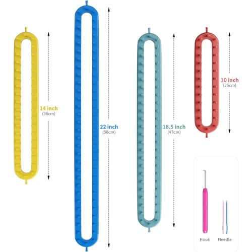 cureder Knitting Loom Long Knitting Loom Kit- Set of 4 Plastic Looms Knitting with 2 Knitting Yarn Loom Needle and 2 Plastic Loom Pick, Fit Craft Kit Tool for Giveaways Souvenirs, Gifts