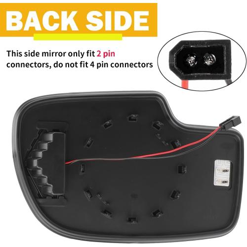 Driver Side Heated Mirror Glass Replacement for 2003-2007 Cadillac Escalade, Chevrolet Avalanche, Silverado, Suburban, Tahoe, GMC Sierra, Yukon - Exterior Side View Convex Mirror with Turn Signal