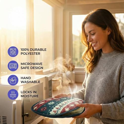 Sophix Tortilla Warmer Pouch - 12-Inch Large Size - This Thermal Insulated Fabric Holder Keeps Tortillas, Naan Bread, and Pizza Rolls Warm for up to One Hour (Christmas Design)