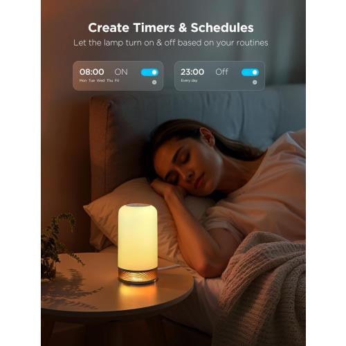 Govee RGBIC Smart Table Lamp 2, Touch Bedside Small Table Lamp Work with Matter, Alexa, LED Desk Lamp with 64 Scene Modes, Color Changing Lamp for Bedroom Living Room Dimmable Night Light(Corded)