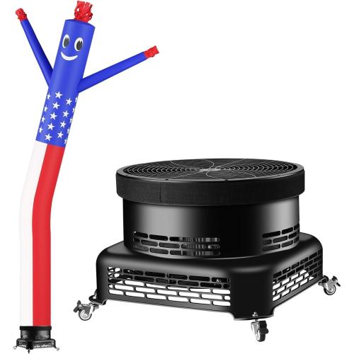 20FT Air Inflatable Waving Tube Man Set with Blower & Wheel, Air Puppet Dance Artist for Mall Opening, Amusement Park, Outdoor Decoration，US-Flag