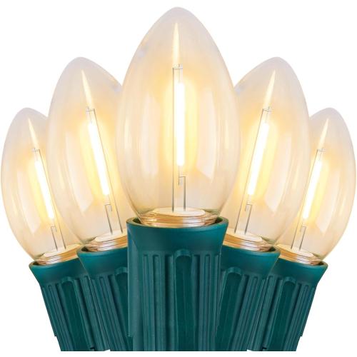 Vintage C9 LED Christmas Lights Outdoor, 100 Feet C9 String Lights with 50 Shatterproof C9 Bulbs, Waterproof Connectable Christmas Tree Lights for Outside Roofline Patio Xmas Decorations, Warm White