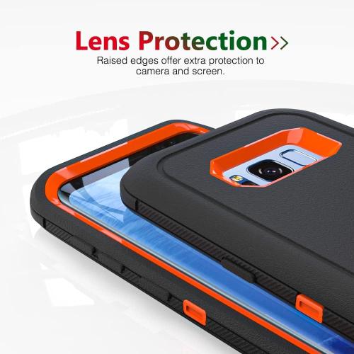 Case for Galaxy S8 with Clip, Heavy-Duty Tough Rugged Shockproof Drop Protective Cover Cases for Samsung Galaxy S8, Black Orange