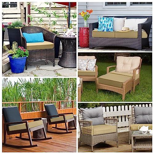 Patio Chair Cushion 24x22 Inch Waterproof Outdoor Seat Cushions for Patio Furniture Garden Sofa Couch Chair Pads with Handle and Adjustable Straps Chair Cushions, Dack Grey, 2 Packs