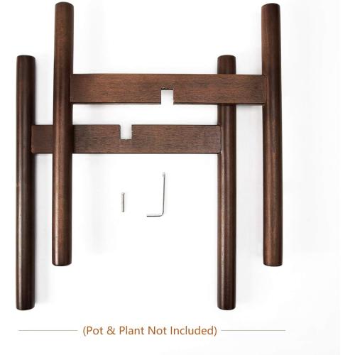 Mkono Plant Stand Mid Century Wood Flower Pot Holder (Plant Pot NOT Included) Modern Potted Stand Indoor Display Rack Rustic Decor, Up to 10 Inch Planter, Dark Brown