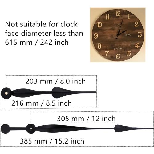 12 Hand Black Youngtown High Torque Long Shaft Clock Movement Mechanism with 12 Inch Long Spade Hands