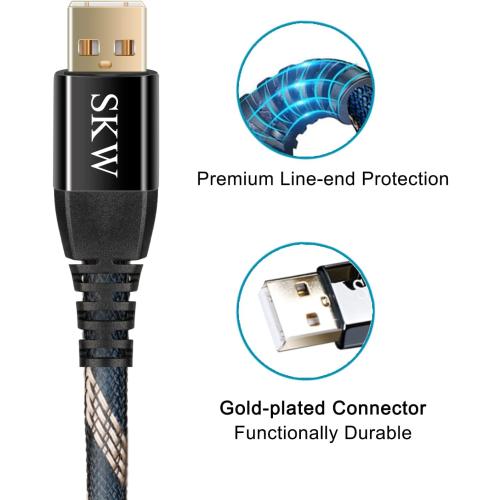 SKW Audiophiles USB 2.0 DAC Audio Cable USB Type A to USB Type B Printer Cable for Computer to DAC, Sound Card, or Headphone Amplifier 3.2ft(1m)