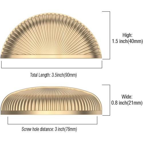 Asidrama 10 Pack 3 Inch(76mm) Brushed Brass Kitchen Cabinet Handles, Bin Cup Cabinet Pulls Gold Kitchen Cabinet Hardware for Cupboard Drawer Pulls